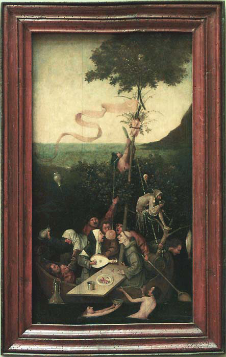  Jheronymus Bosch van AKEN, dit BOSCH - Bois-Le-Duc, vers 1450 - Bois-Le-Duc, 1516<br>La Nef des fous Vers 1510 - 1515 © Musée du Louvre/A. Dequier - M. Bard 