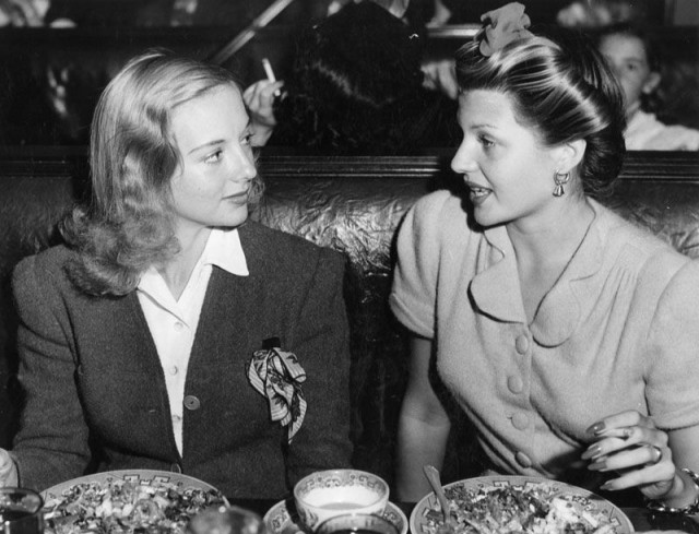 Rita Hayworth & best friend Evelyn Keyes, Beverly Hills Brown Derby, October 12, 1940