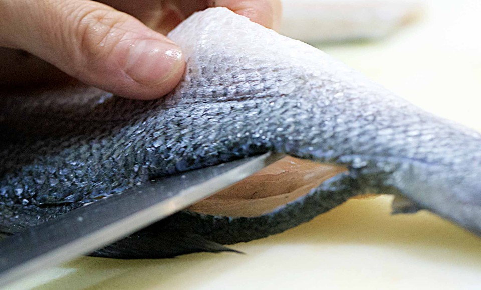 sushi come sfilettare il pesce pelle
