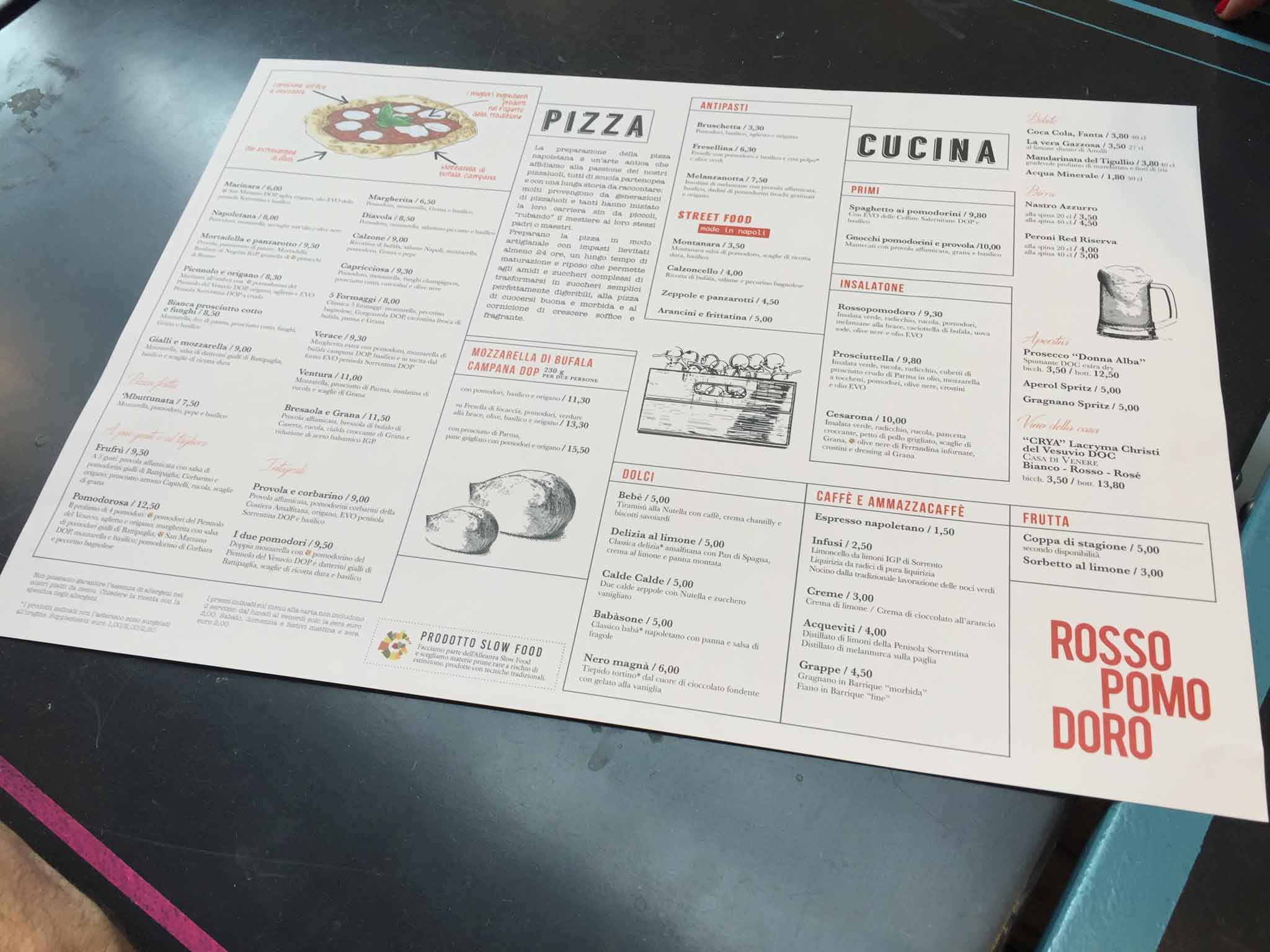 menu pizza Rossopomodoro