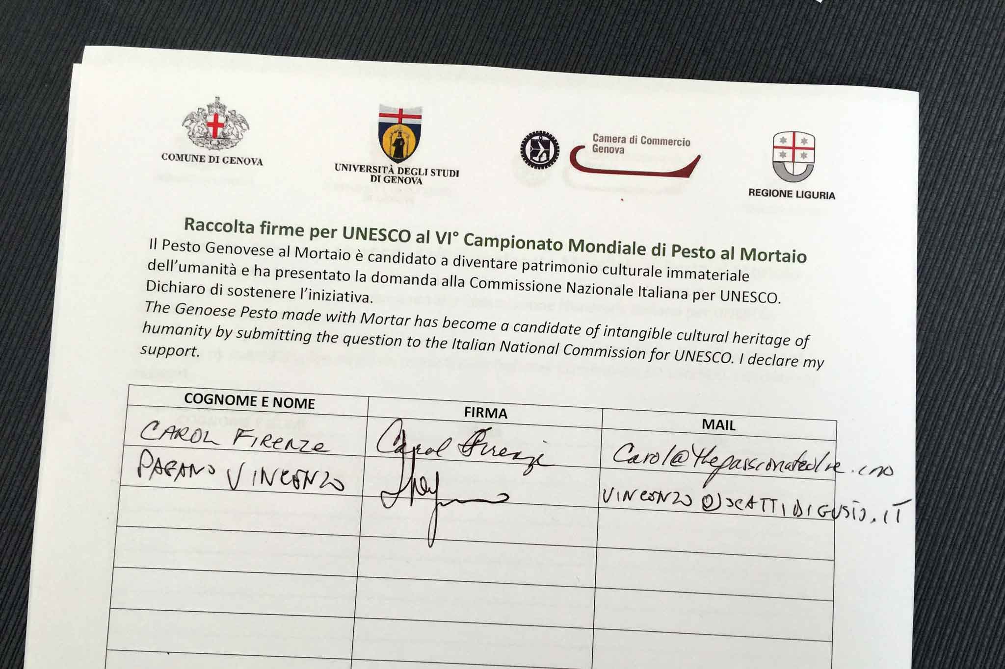 pesto petizione Unesco