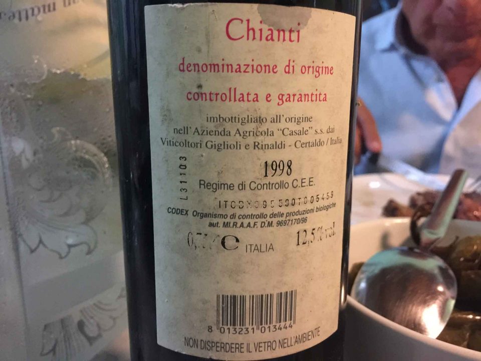 vino Chianti biologico 1998