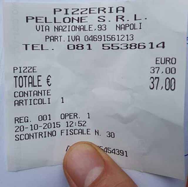 Scontrino selvaggio. Pizza da infarto per Pellone che ci ricasca