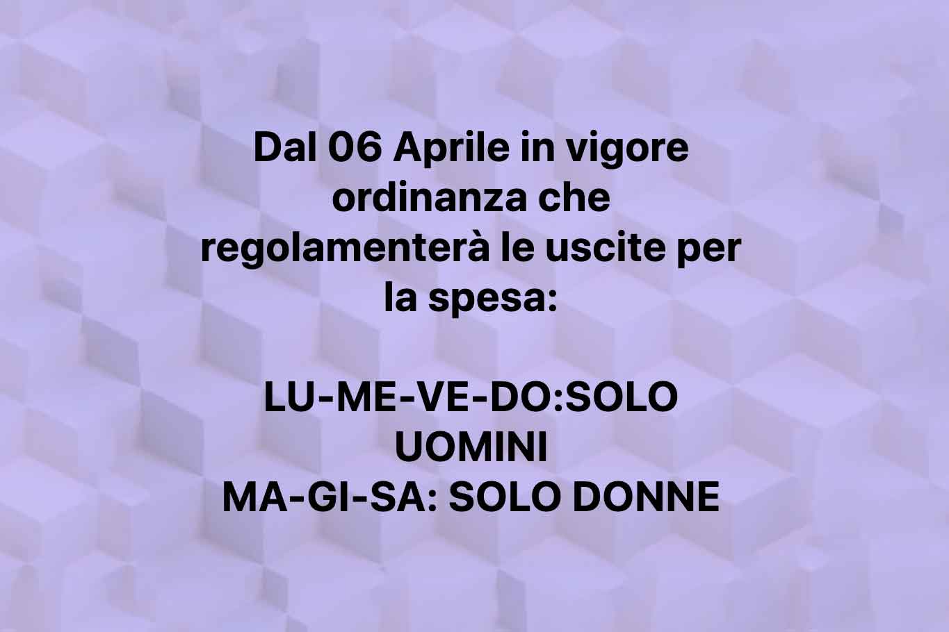 ordinanza spesa donne e uomini