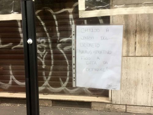 ristorante chiuso per coronavirus