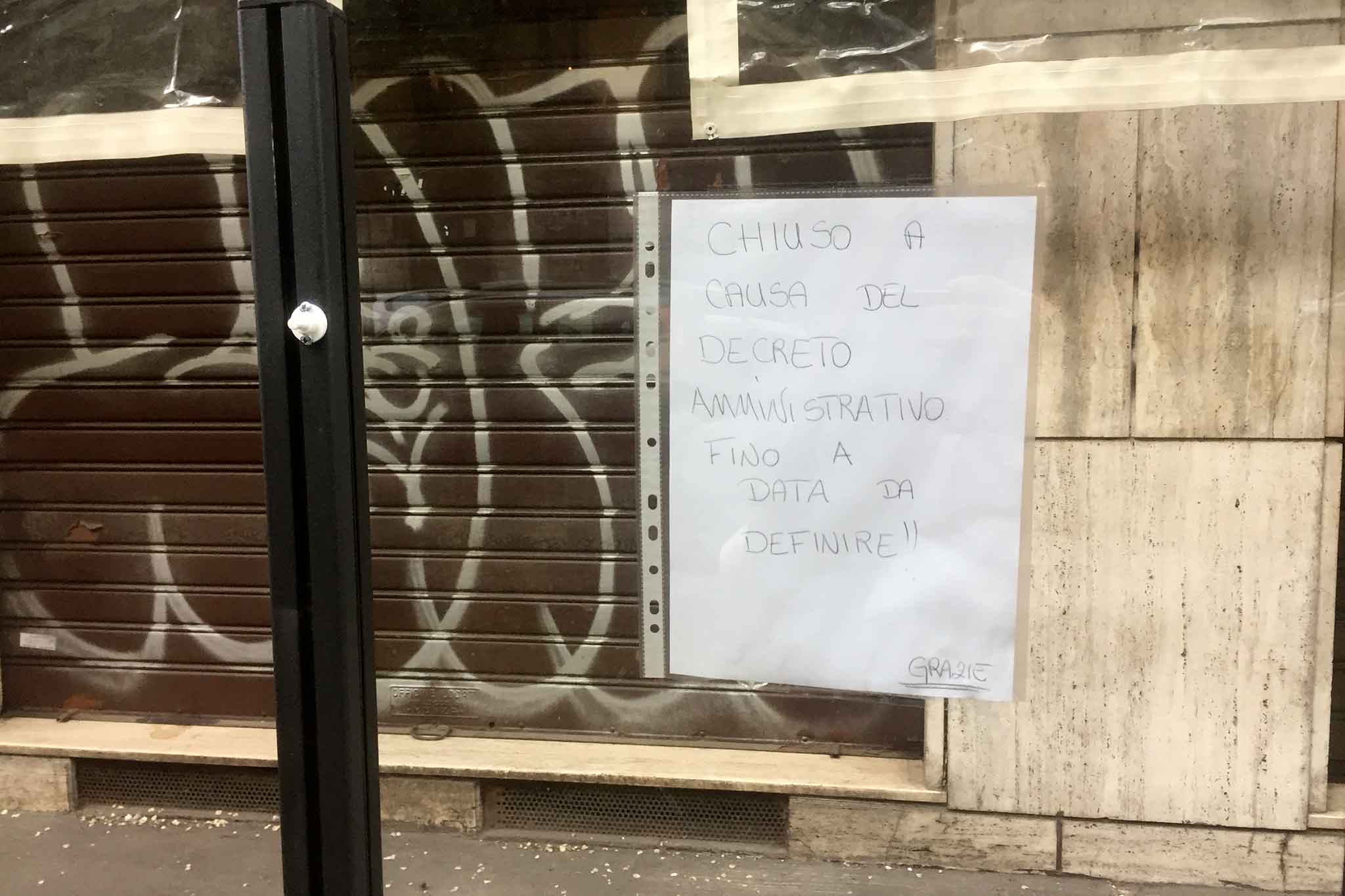 ristorante chiuso per coronavirus
