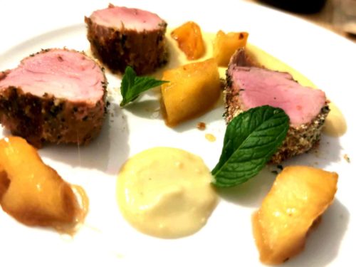 filetto in panure e mele caramello