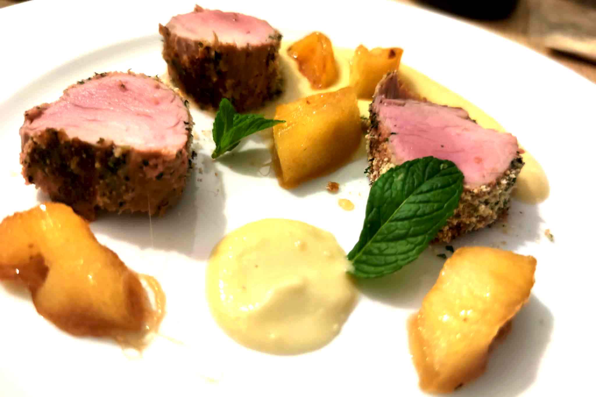 filetto in panure e mele caramello