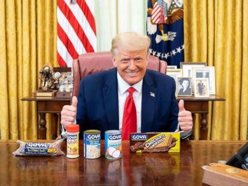 donald trump alla casa bianca con i fagioli goya
