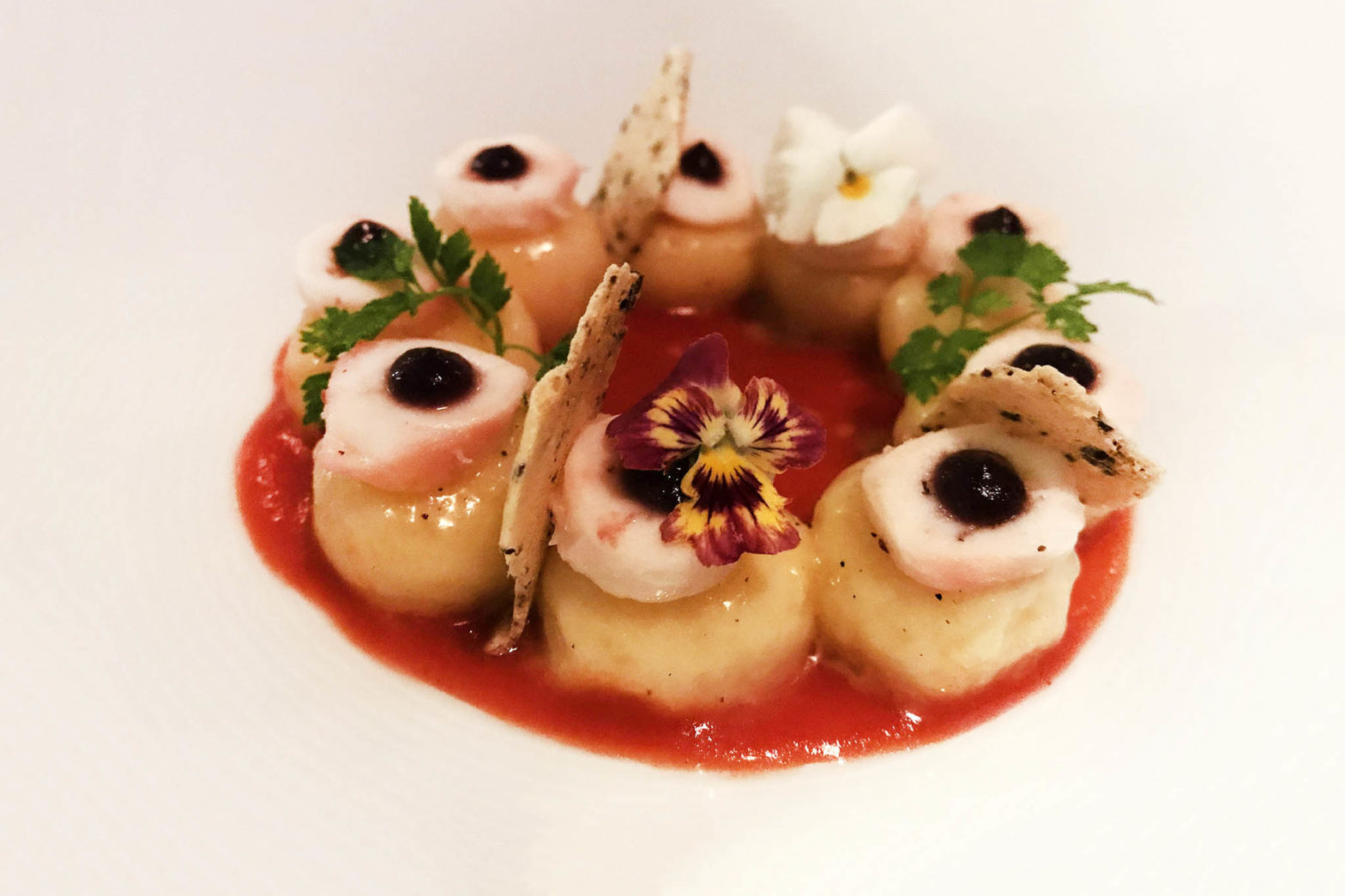 Lago di Garda ristorante Tancredi gnocchi polpo pomodori cipolla