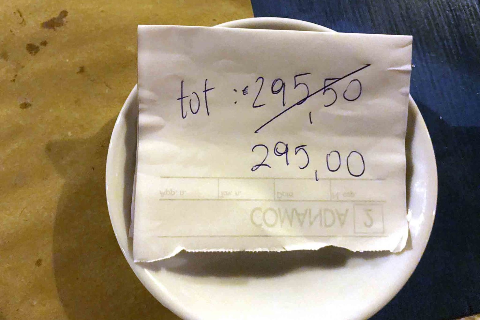 conto con sconto di 50 centesimi ristorante ligure