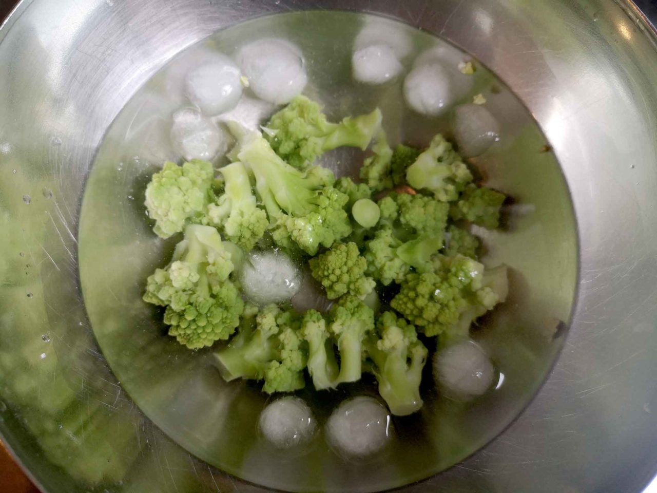broccolo romanesco acqua e ghiaccio