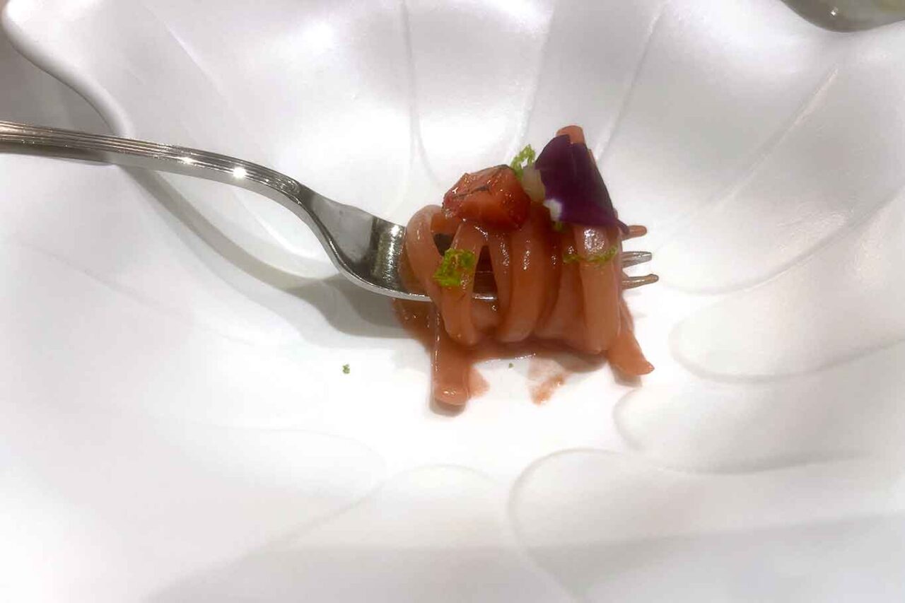le linguine con le fragole del ristorante La Serra hotel Le Agavi a Positano