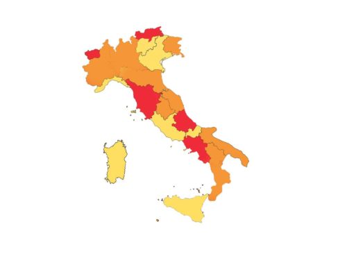 Italia a zone colori 29 novembre