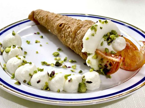 Pino Cuttaia cannolo siciliano cornucopia