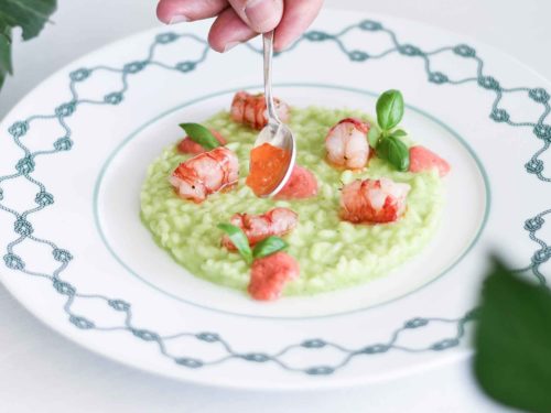Risotto pesto gamberi da vittorio mare portofino