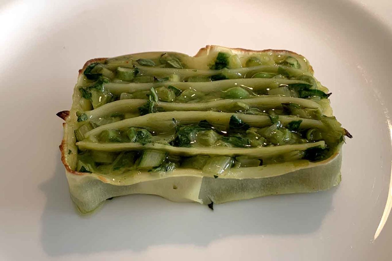 nuovo menu da 150 € ristorante Reale: terrina vegetale