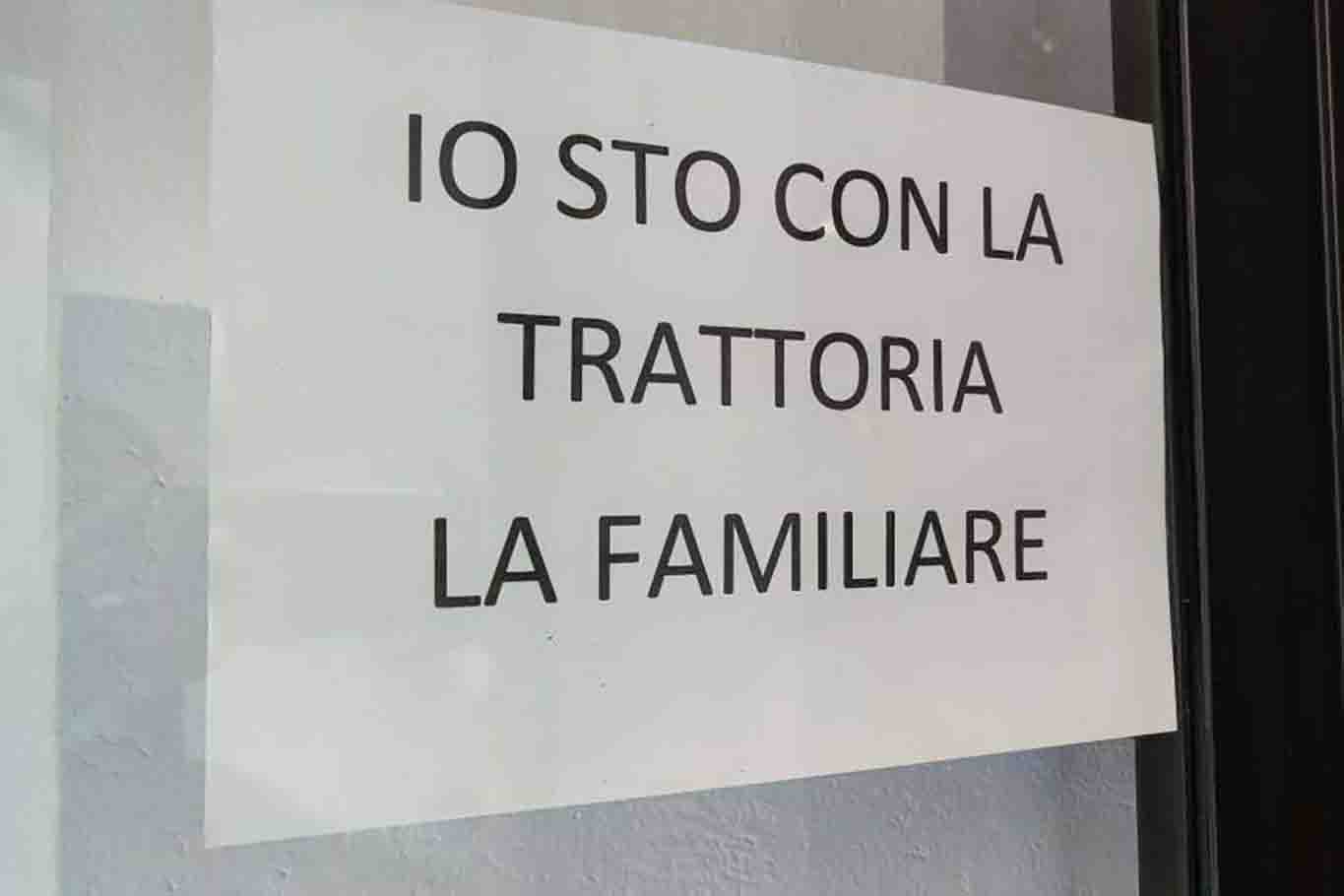 trattoria la Familiare Albissola cena recensione negativa cartello sostegno