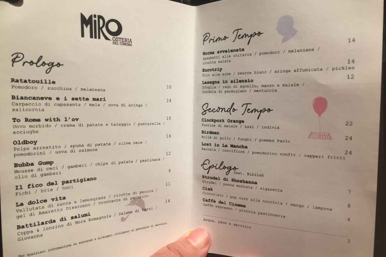 miro osteria cinema menu