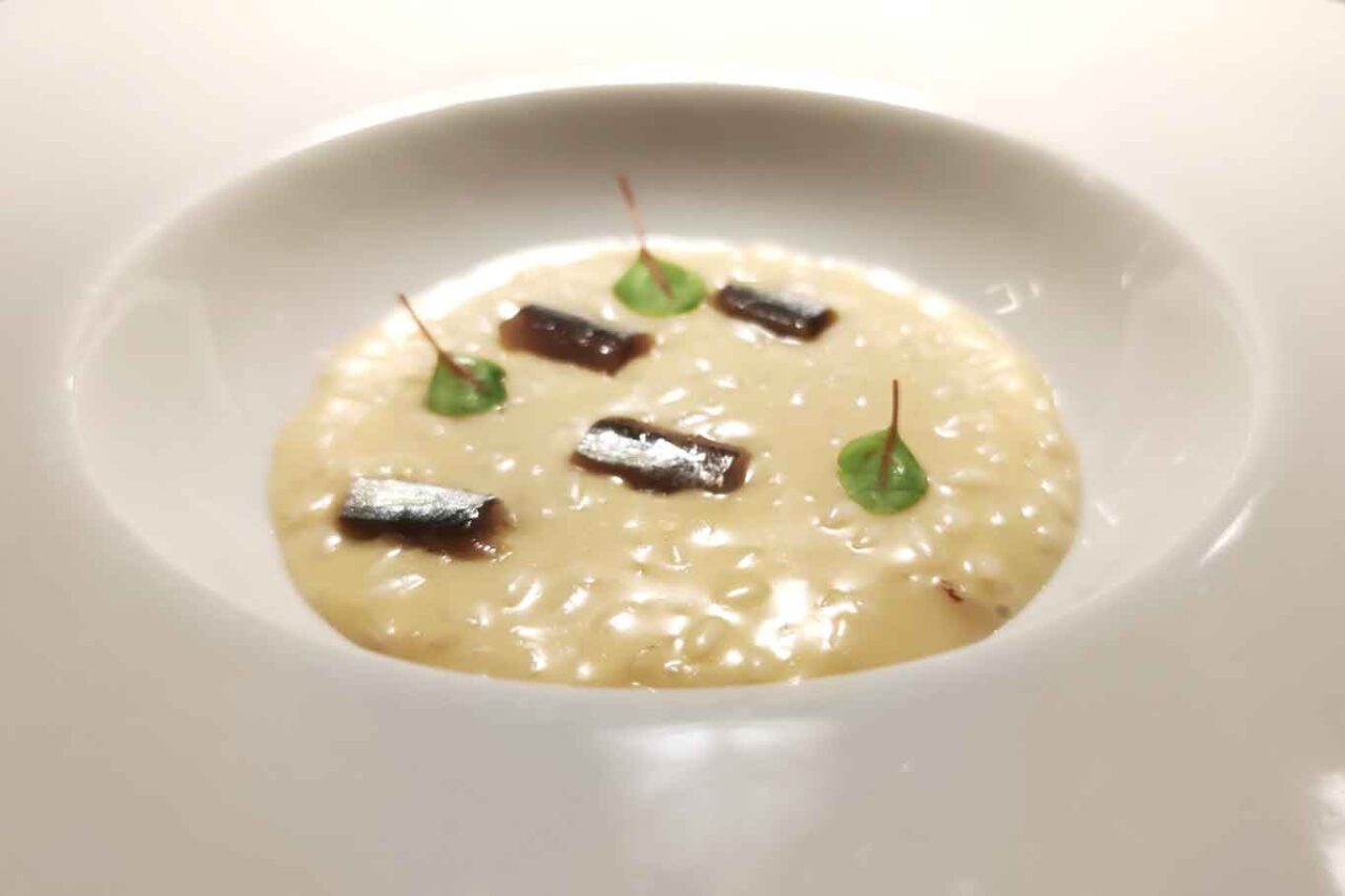 risotto burro affumiato e whisky torbato e acciughe Aroma