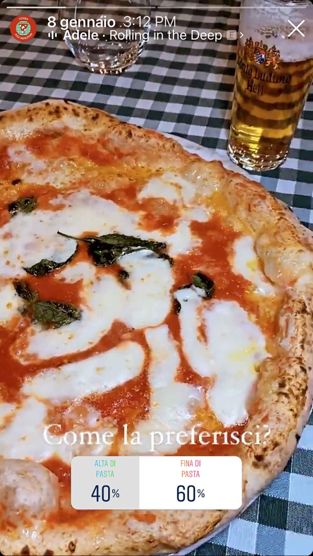 pizza alta o fina di pasta sondaggio instagram
