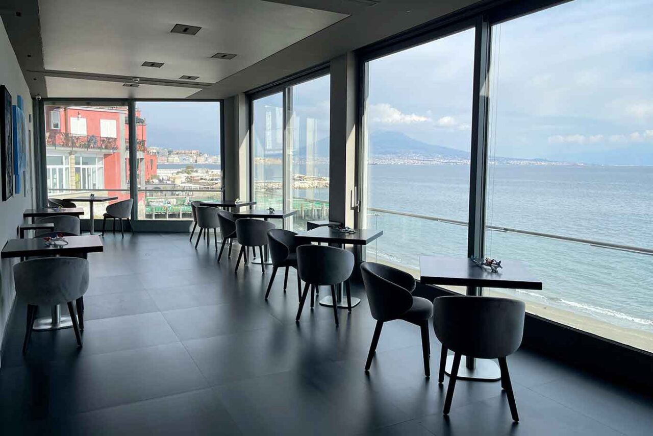 la sala di Cucina Lievitata al ristorante Palazzo Petrucci di Napoli