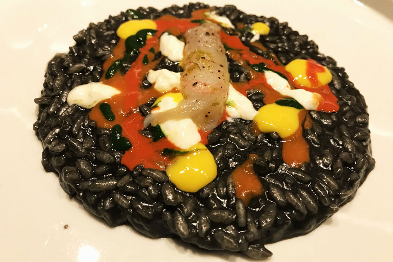 risotto fuori Milano Delight restaurant mantecato carbone scampi stracciatella