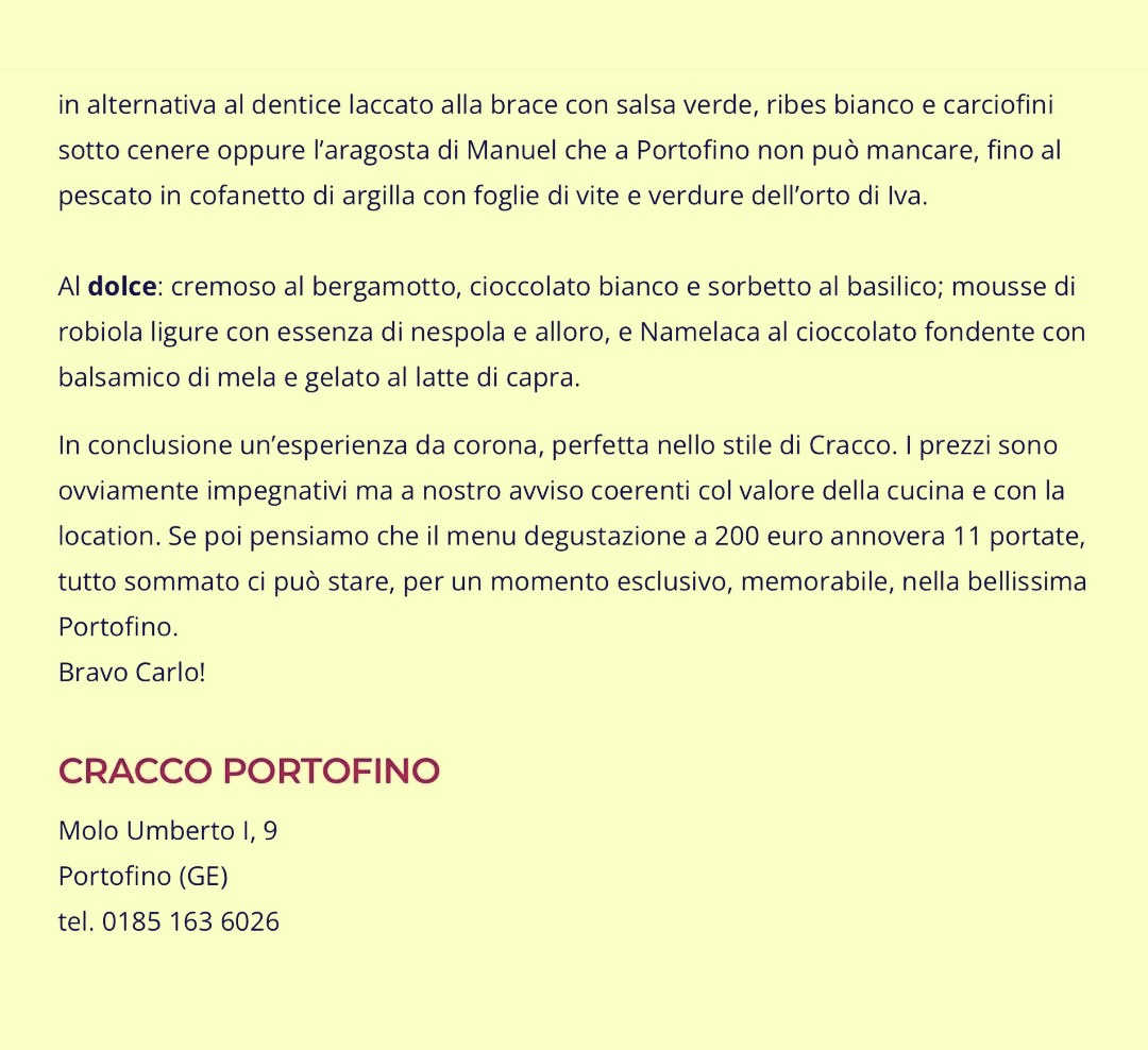Cracco Portofino recensione 3
