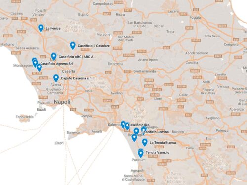 mappa dei caseifici Campionato della Mozzarella 2022 quarti di finale