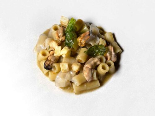 ristorante Rumi ad Ascea: tubetti cozze e lardo