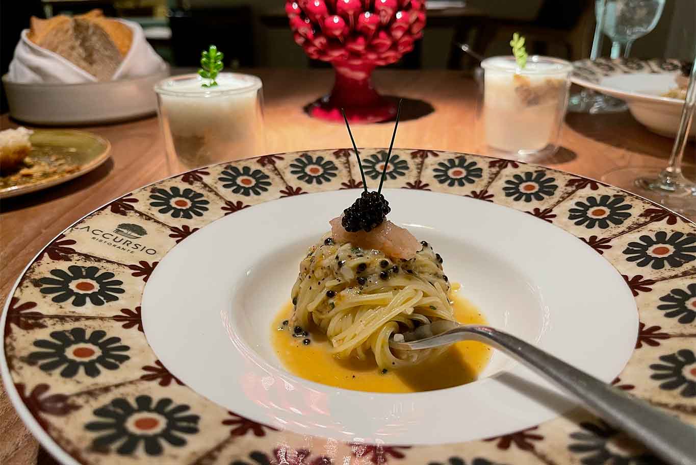 Accursio Ristorante Modica Sicilia spaghetti Brezza marina gambero caviale