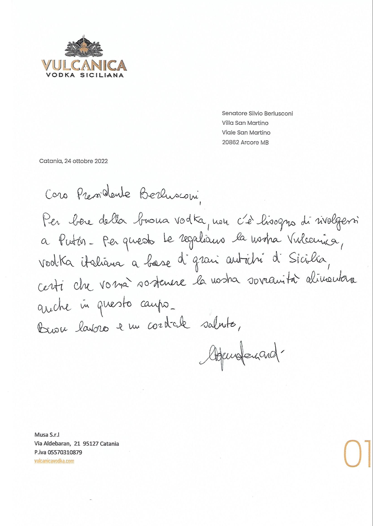 Lettera Berlusconi Putin