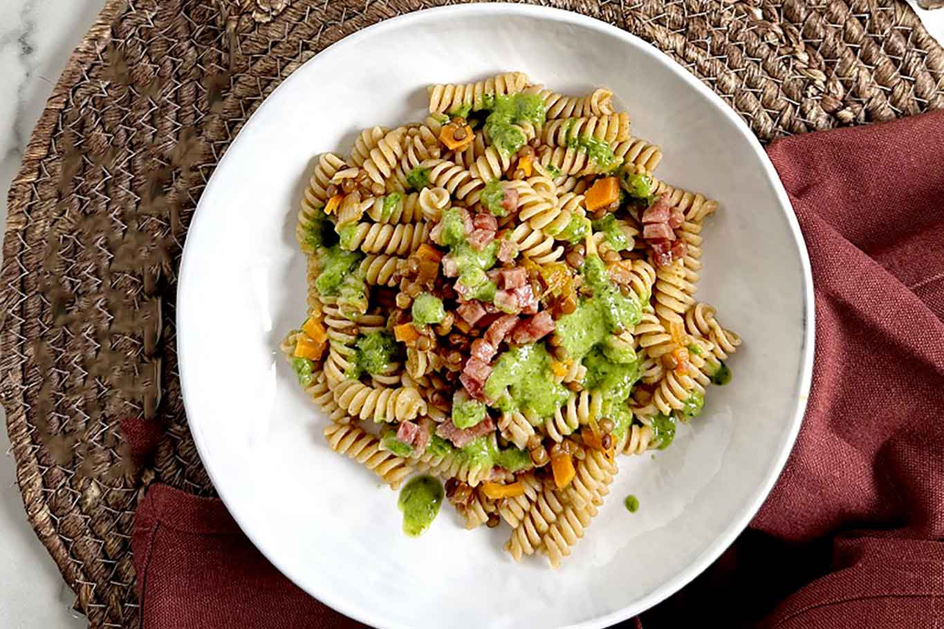 pasta di farro con cotechino e lenticchie