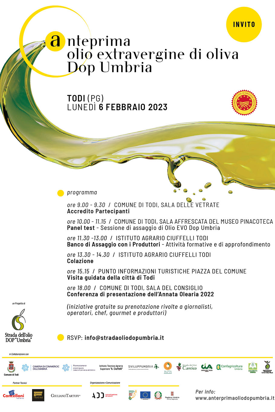 Anteprima dop Umbria Todi 6 febbraio 2023 programma