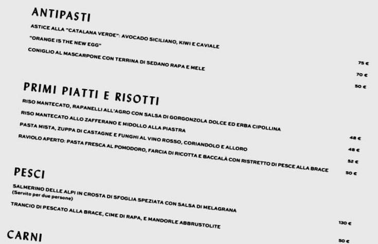 Cracco milano menu