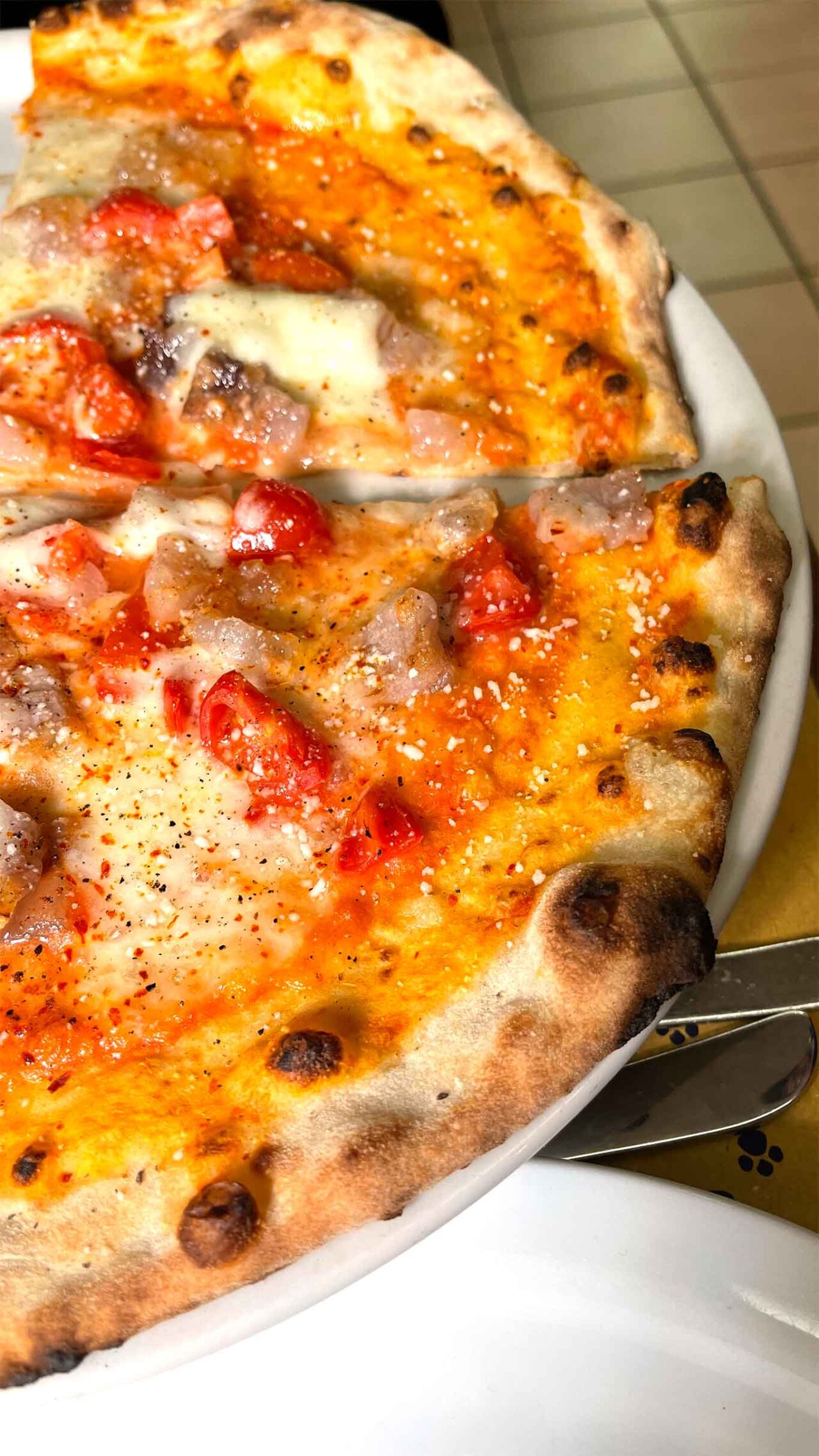 pizza e carne alla pizzeria La Gatta Mangiona di Roma: pizza trucida romana