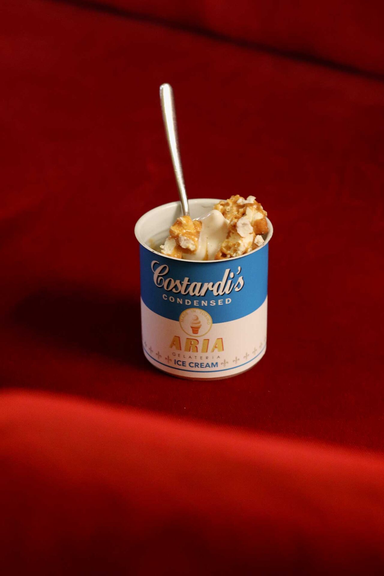 gelato soft in lattina dei Costardi Bros al Caffè San Carlo a Torino: pop corn caramellati