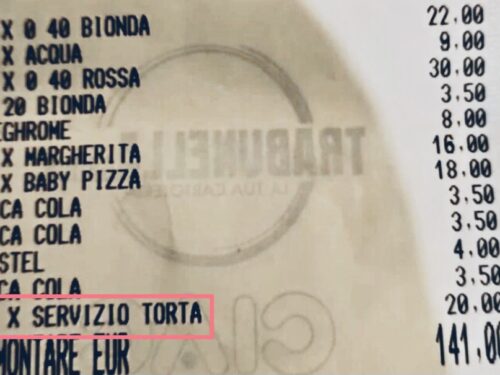 Palermo torta scontrino