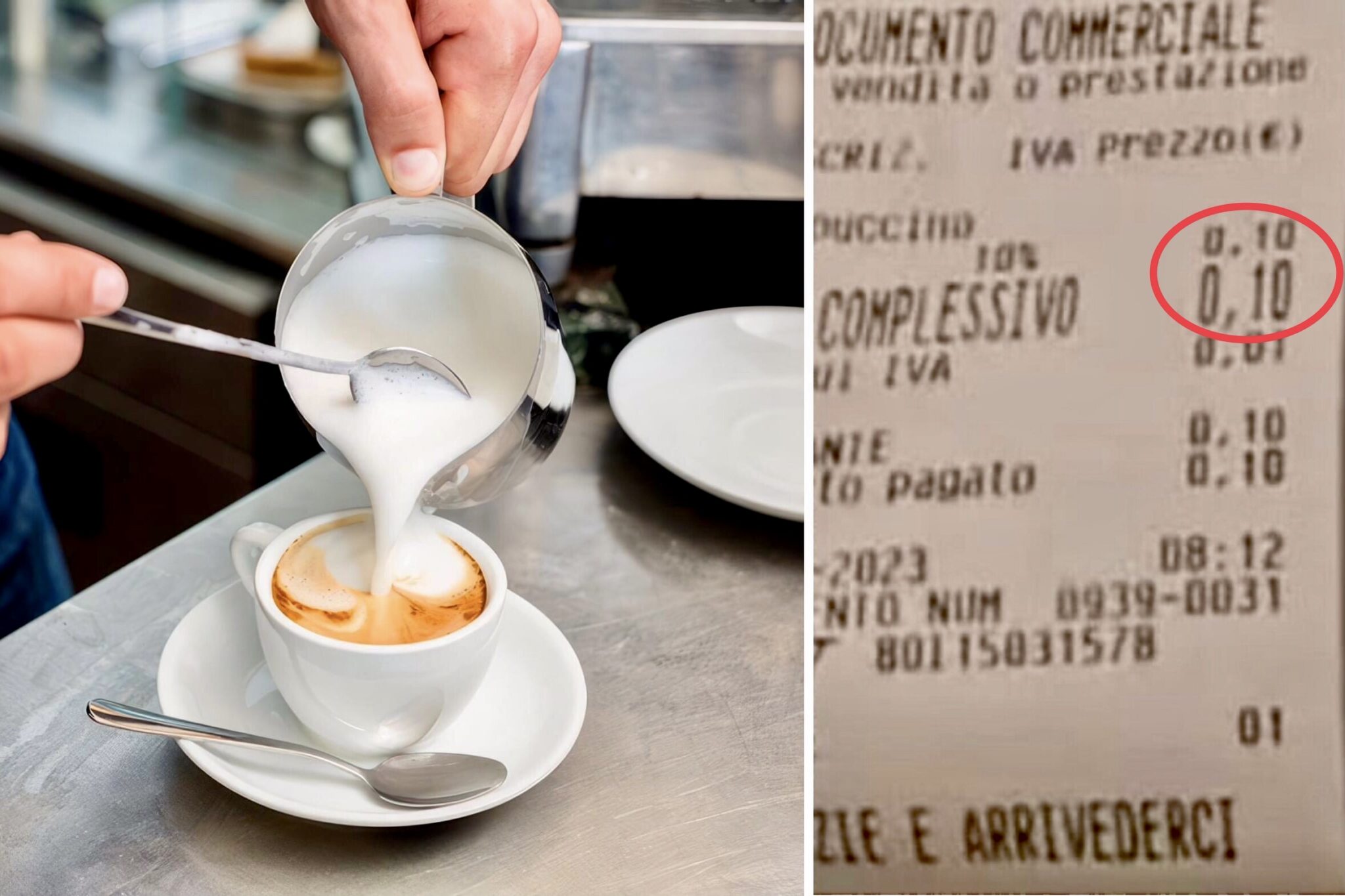 Scontrino schiuma caffè