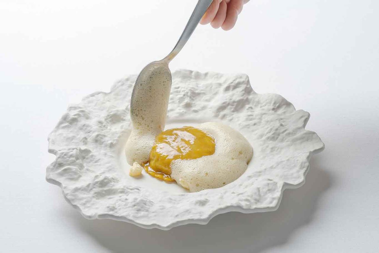 il raviolo verza e riso del ristorante Maxi dell'hotel Capo la Gala a Vico Equense