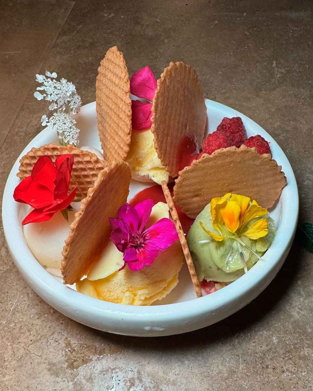i gelati del ristorante nel giardino all'aperto di Solum sull'Appia Antica a Roma