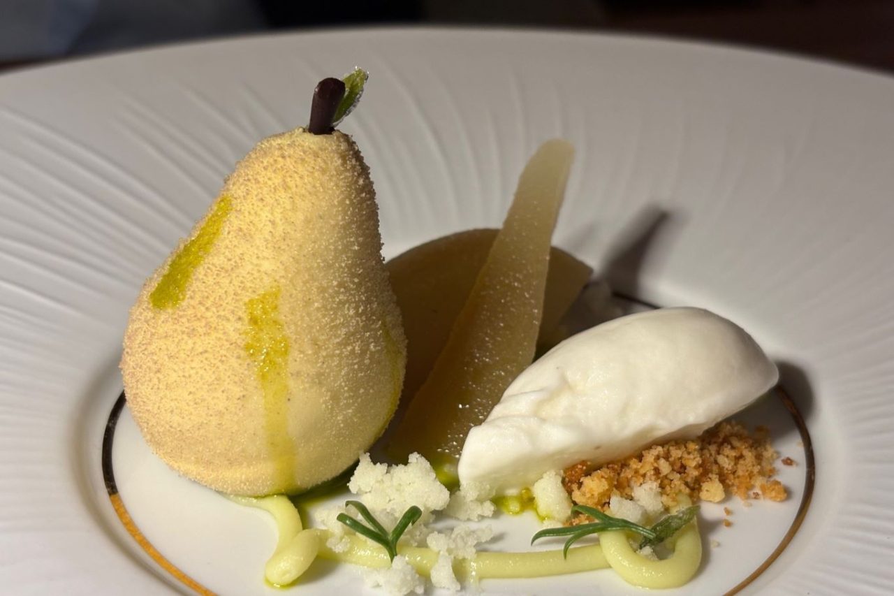 Venezia Ca' di Dio ristorante VERO dessert pera finocchio capra