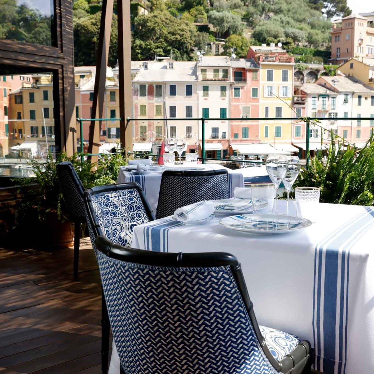 i tavoli del ristorante di Carlo Cracco a Portofino