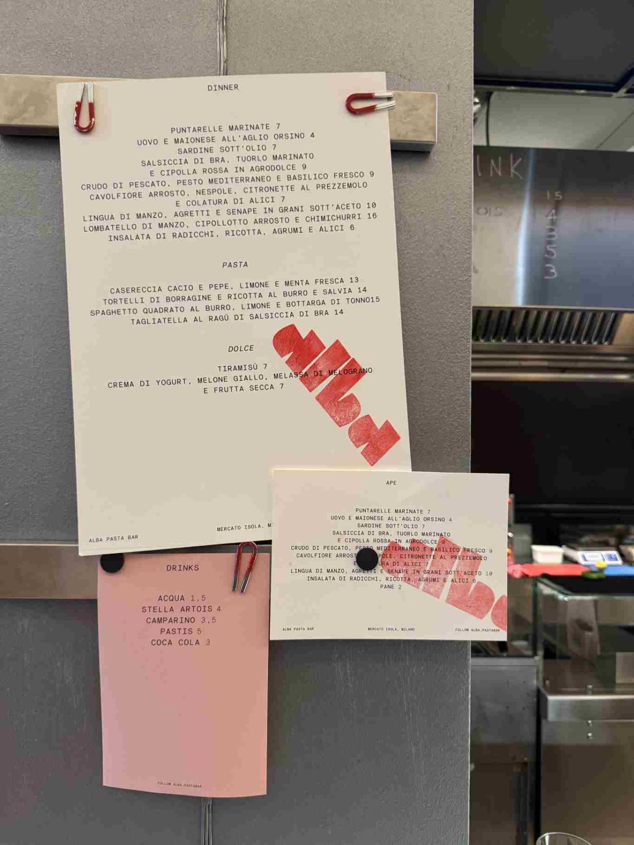 alba pasta bar menu