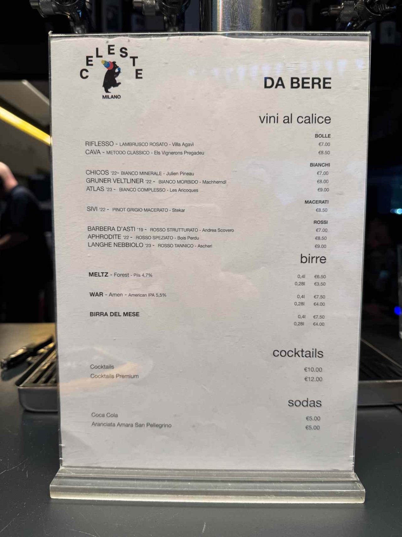 celeste carta vini