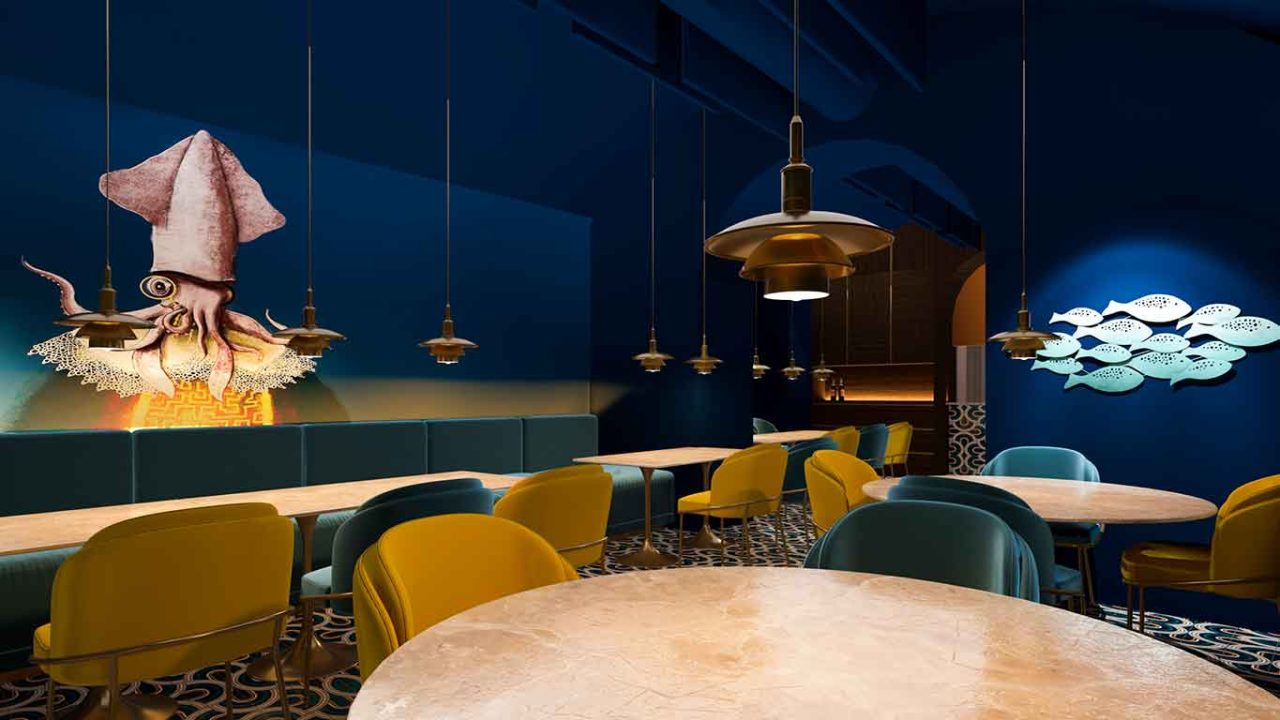 la sala del ristorante Coremare della Pescheria Don Dò a Torre del Greco
