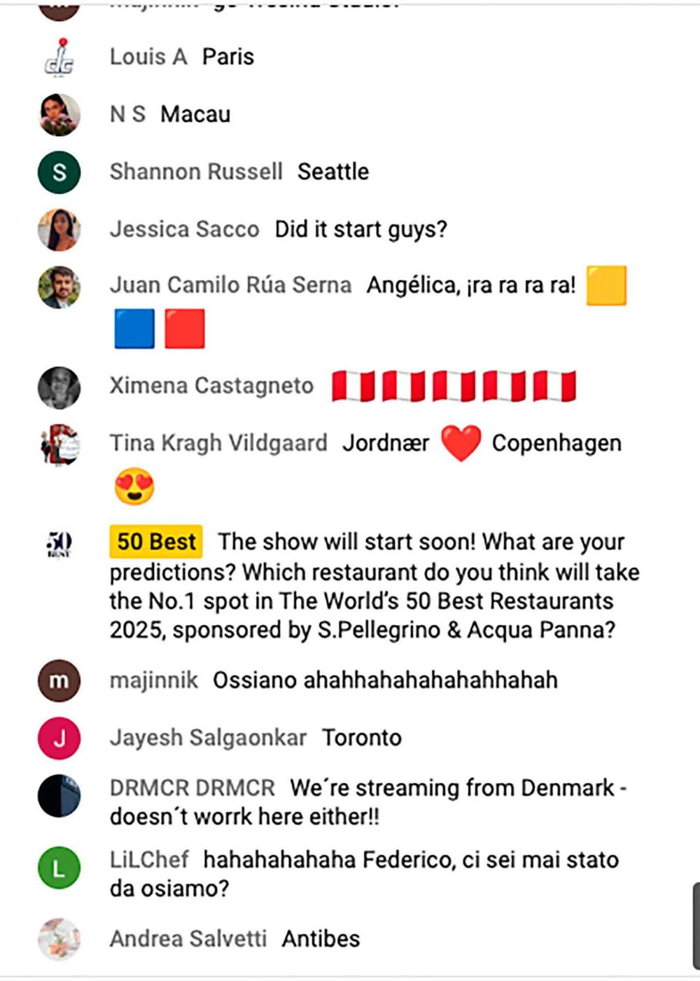 50 Best Restaurants 2025, i commenti