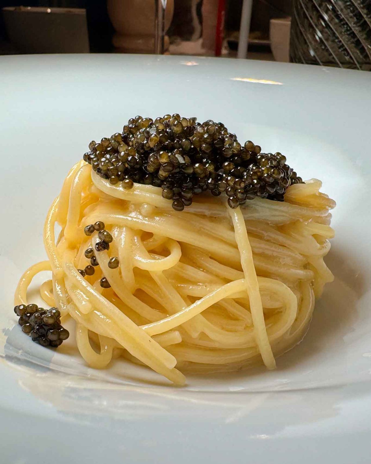 gli spaghetti burro e caviale del Veliero ad Acciaroli