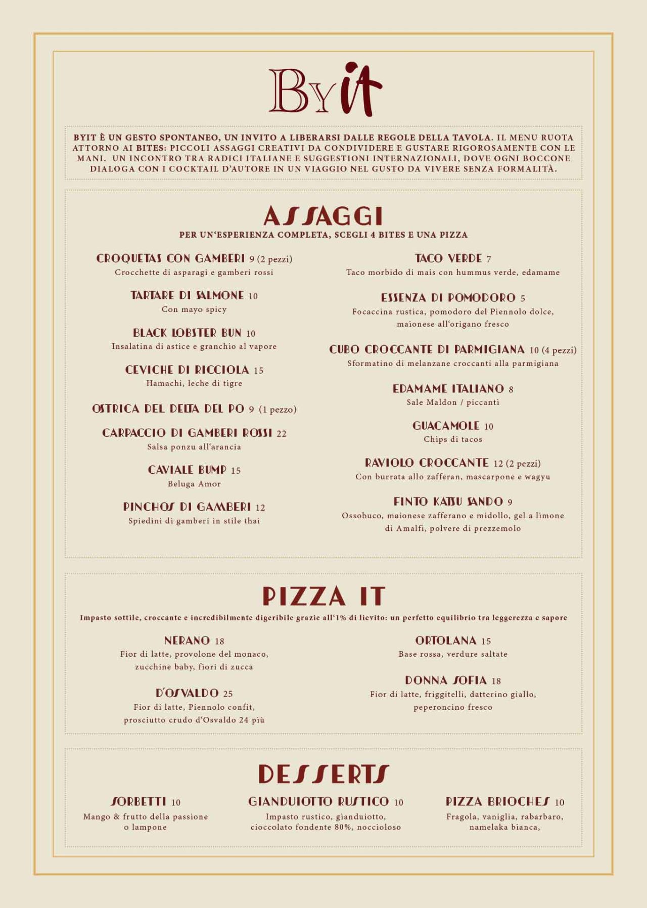 Menu e prezzi di ByIT a Milano