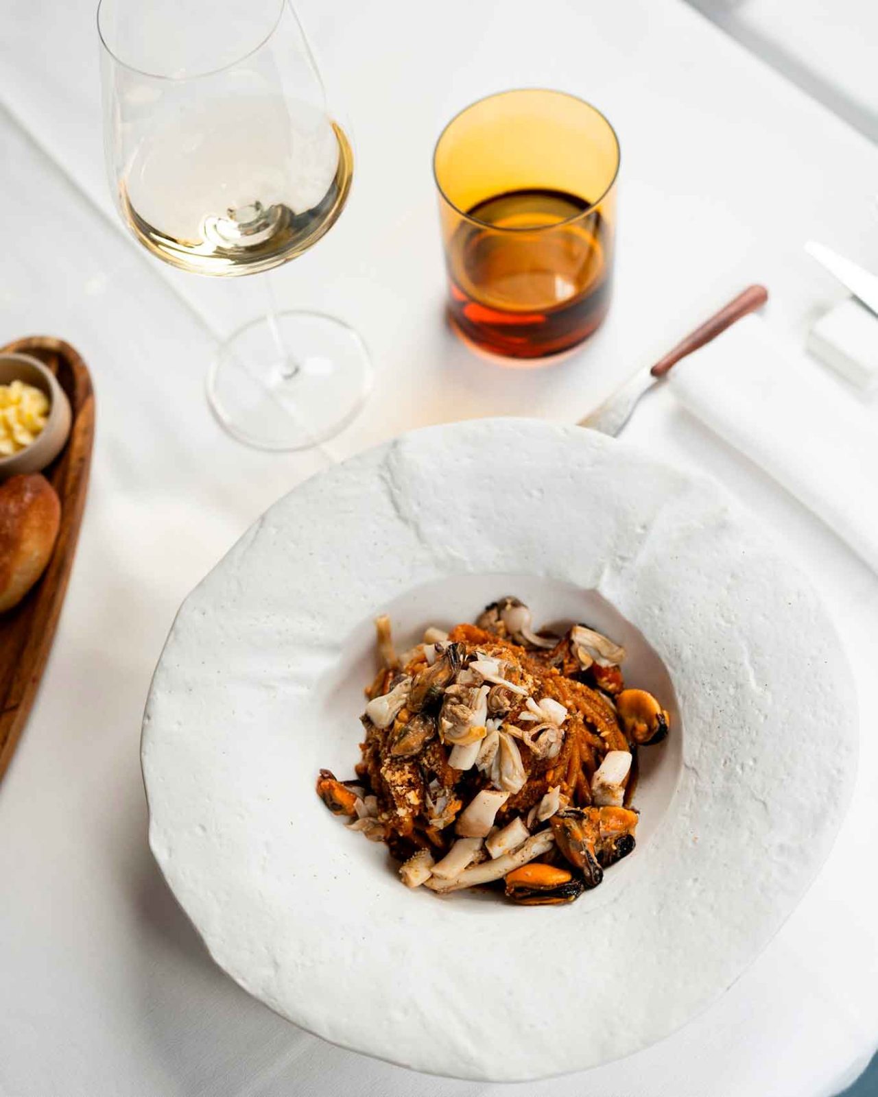 gli spaghetti di mare del ristorante Contatto ad Arona sul Lago Maggiore